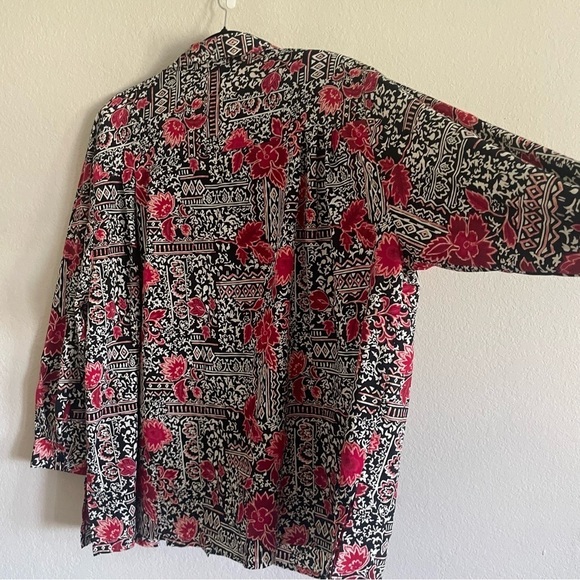 C.S.T Studio woman's 4X button down blouse top red floral flowy business casual - Picture 8 of 10